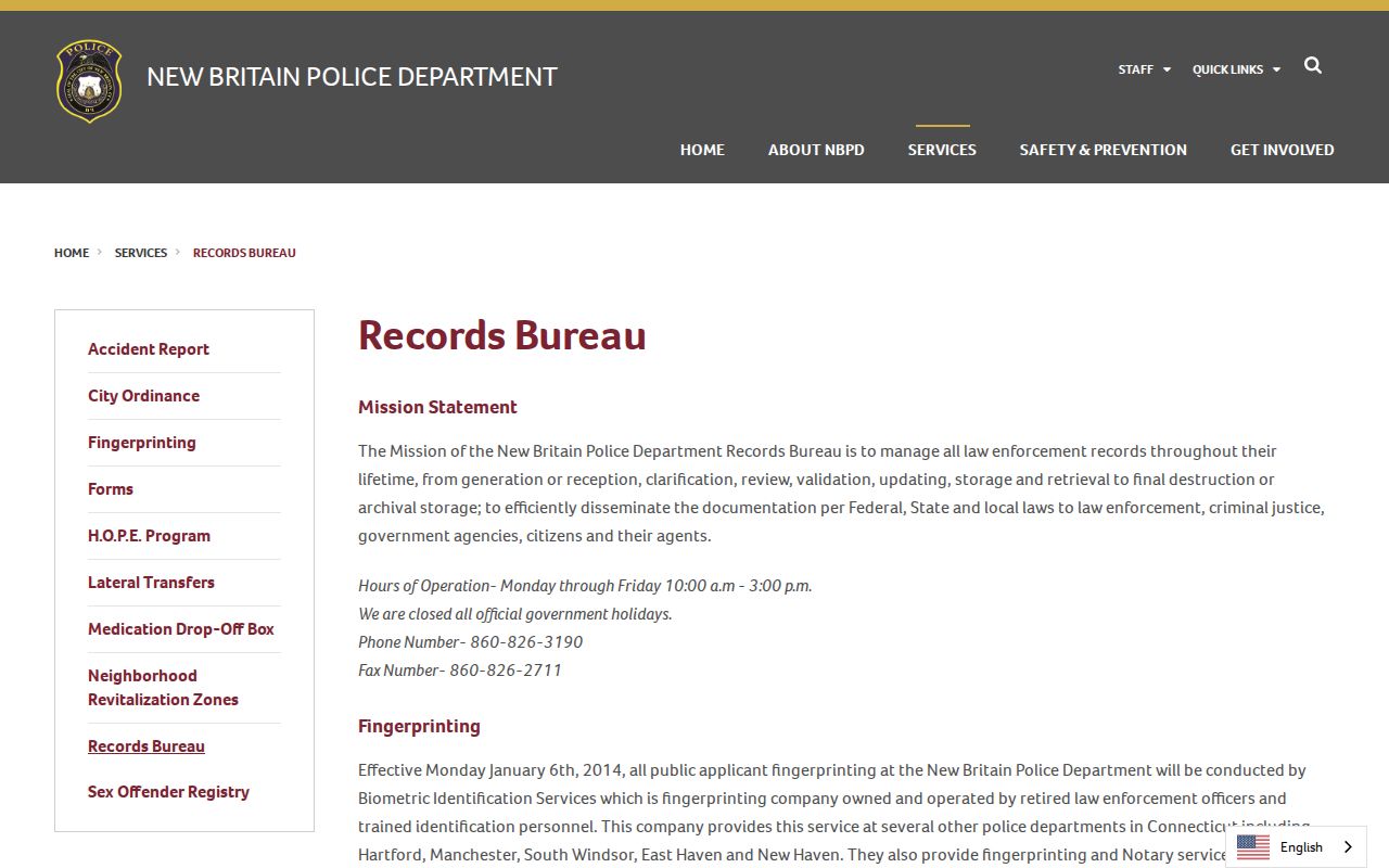 New Britain arrest records NBPD Records Bureau