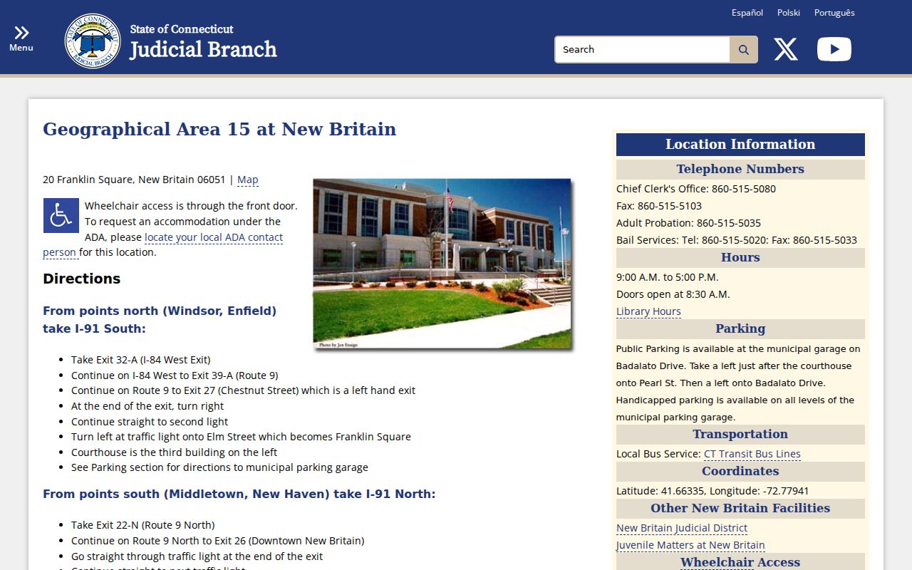 New Britain criminal records at New Britain Superior Court and GA 15